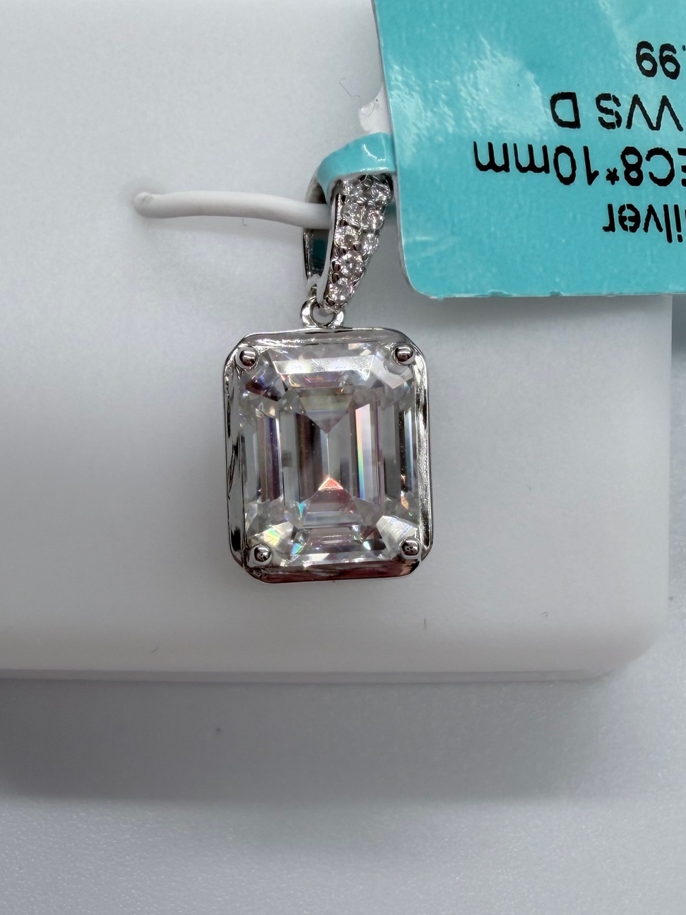 NWT Sterling Silver Emerald-Cut Moussenite Pendant - Picture 5 of 5